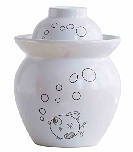 ZHOUXIAO Chinesisches Porzellan -Einflockenglasfisch, Weiß Verdickter Kimchi -Topf Mit Deckel Keramik Lebensmittellager Versiegelte Behälter, Haushaltsgrurken Fermentierte Le 11KG