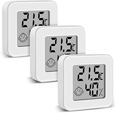 Mini Termómetro Higrómetro Digital Medidor de Temperatura y Humedad, Termohigrómetro de Interior (blanco - 3 piezas)