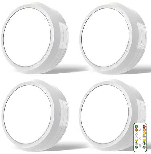 MOUJUCHI Luci Led a Batteria, 4 Pcs Mini Luce adesiva a batteria Luce Led Sottopensile per Scale, Armadio, Sottopensile, Cucina, Corridoio, Camere per Bambini (Bianco)