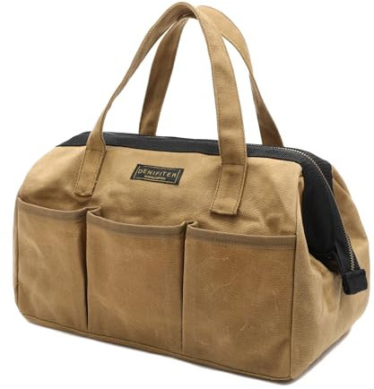 Werkzeugtasche, 13-Zoll-Hochleistungs-Weithals-wasserdichte Werkzeugtasche, Werkzeugtasche mit Griff für Werkzeuge, Schraubenschlüssel, Schraubendreher (13 x 7,8 x 9 Zoll) | Khaki