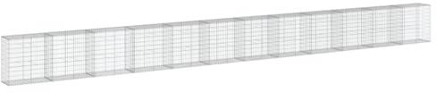 vidaXL Cesta de gaviones con Cubierta Hierro galvanizado 1200x50x100 cm, Muro de gaviones, Muro de contención de gaviones, Valla de gaviones, gaviones
