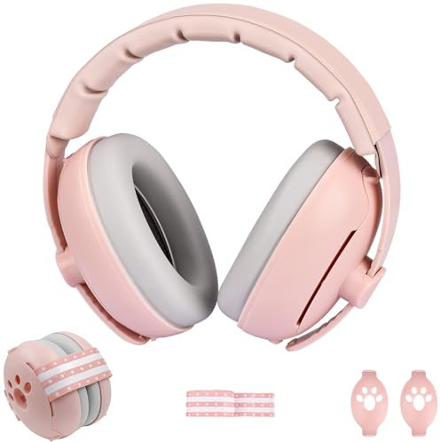 NathrBTV Casque Antibruit Bébé 2 en 1 Casque Bebe Anti Bruit Certification CE Convient Aux 0-36 Mois Casque Antibruit Bébé（Rose）