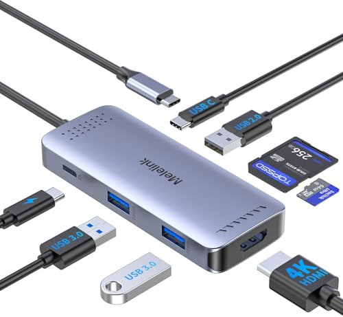 USB C Hub Multiport Adapter, 8 in 1 USB C Dock HDMI Adapter with HDMI 4K@60Hz, 100W PD, 4 USB C&A Data Ports, SD/TF Card Reader, USB Type C Dongle Docking Station for MacBook,Dell,HP,Lenovo and More