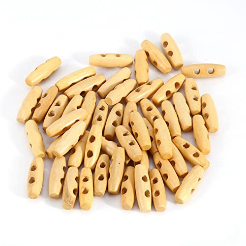 Haosie 50pcs Bouton en Bois, Boutons en Corne à 2 Trous De 30 mm, Boutons Manteau Conviennent à Toutes Sortes De Vêtements, Sacs et Bagages