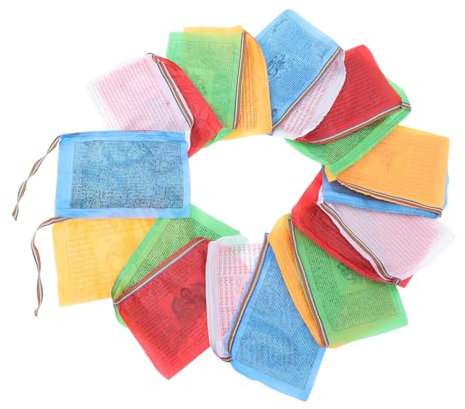 CAXUSD 20 Gebetsfahnen – 28 Cm X 35 Cm 7 M Seidenstoff Dekorative Fahnen Für Meditation Spirituelle Heim- Und Gartendekoration