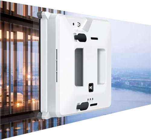 Electric Window Cleaner Robot with Remote Control, Smart Window Cleaning Device with Dual Water Spray, 3000Pa Strong Suction for Indoor/Outdoor Windows and Mirrors