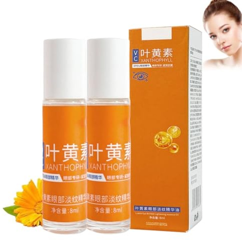 Lutein Anti-Falten Serum öl, Lutein Eye Essence Oil, Anti-Aging-Augenserum gegen Falten, Tränensäcke, Schwellungen und Augenringe Entfernen, Augenpflege für normale bis trockene Haut (8ml, 2PC)