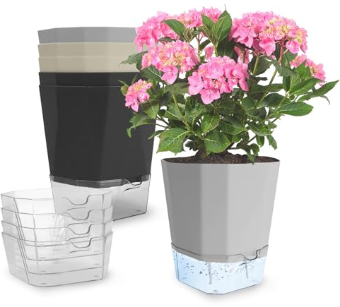 Rodison 6 Stück Selbstbewässerungstöpfe - 15.2cm Kräutertopf Selbstbewässernd mit Selbstbewässerung und Wasserspeicher, Blumentöpfe für Innen-/Außenpflanzen, Kräuter, Sukkulenten