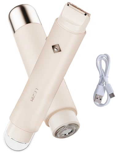 Afeitadora para mujer, recortadora de bikini eléctrica 2 en 1 con cuchillas de cerámica, afeitadora corporal húmeda y seca, sin dolor, impermeable, inalámbrica y recargable para mujer, bikini, axilas