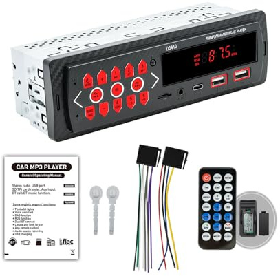 KIXZSAZ Lettore MP3 con modulo radio per esperienze di guida emozionanti Chiavetta USB multifunzionale per auto Bluetooth Inserimento scheda MP3