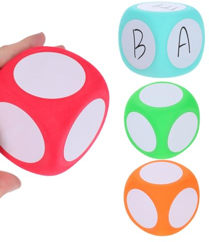 UKCOCO 4 Pezzi Dadi in Schiuma Cancellabili per Insegnamento Matematico Blocchi Educativi Riutilizzabili per Aula e Giochi Didattici