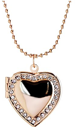 Collar con medallón de corazón de plata de ley 925 para mujer, colgante con forma de foto, imagen que contiene imágenes
