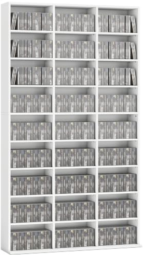 HOMCOM 835 CD/500 DVD Storage Unit, Blu-ray Media Storage Shelf, White | 27 Compartments, 21 Adjustable Shelves, CD Tower, Living Room, Bedroom, Office