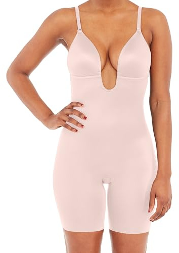 Spanx Plunge Low-Back Bodysuit för kvinnor, Champagne beige, M