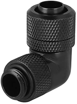 Topiky Winkel-Wasserkühlungsanschluss, G1/4 2-Punkt-Gewinde Wasserkühlungsanschluss Dünnrohr 90 ° rechtwinkliger Winkel für Computer-Wasserkühlsysteme(schwarz)