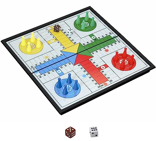 KOKOSUN Ludo - Juego de tablero de juego de 9.8 pulgadas, juego de estrategia clásico de viaje plegable magnético para niños y adultos (ángulo derecho)