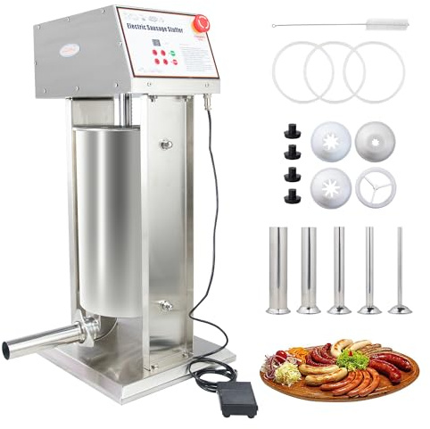 Hakka Commercial 22LB Stainless Steel Electric Sausage Stuffer and Vertical Sausage Filling Maker