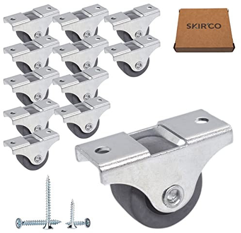 SKIR'CO Paquete de 12 ruedas pequeñas para muebles de 25 mm, ruedas de goma, ruedas fijas, no giratorias, dirección unidireccional, tornillos incluidos (12)