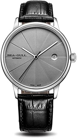 SEA-GULL Seagull Uhr Automatische mechanische Uhr Herren Business Uhr Einfaches Zifferblatt Tag Datum Markenuhr Herren Mode Vintage, Riemen
