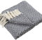 Appletree - Navy Blue Check Throw (180 x 130cm) - Sustainable Recycled Cotton - Textured Blue Blanket - Blue Sofa Throw with Tassels - Woven Blanket - Cotton Throw Blanket in Blue - Knitted Throw