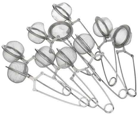 Lot de 7 pinces à thé en acier inoxydable de qualité supérieure pour feuilles volantes, 7 œufs à thé en forme de boule - Filtre à thé élégant, passoire à thé durable et polyvalente, passoire à tasse,