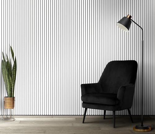 Acoustic Wall Panels 2400x600 mm – Wood Slat Wall Panels for Feature Walls Sound Absorbing Wood Panels for Walls Slat Wall Panelling Living Room, Bedroom - Goods Emporium (White Wrapped Sample 12CM)