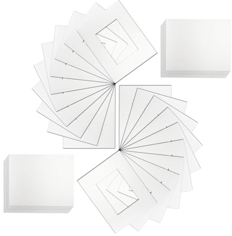 Canvasbay Picture Mounts for Frames with Backs and Clear Resealable Bags - 1.4mm Mount Card for Picture Framing (Plain White, A4 Mount (Aperture 231mmx147mm))
