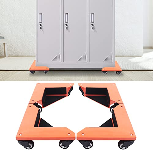 Mermajestic Tvättmaskinsunderrede med bärhandtag och 4 låsbara hjul, björnbelastning Max 650 kg, underrede för tvättmaskin, legerad stålram, kylskåpsställ, orange