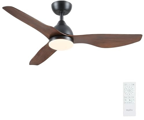 Newday 46” Black Wooden Ceiling Fan with Light and Remote