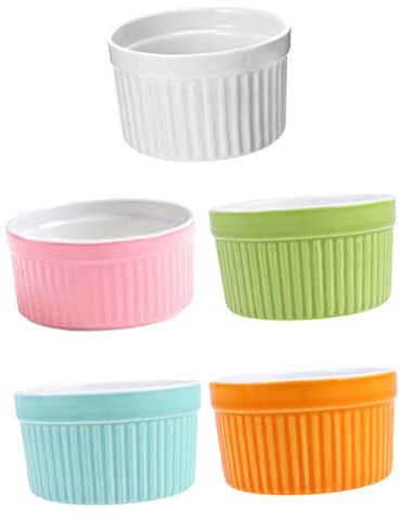 TIDTALEO 5pièces Lot De Ramequins De Cuisson Petits Bols Céramique Ramequins Au Four Ustensiles De Cuisson Pour Pudding Et Pâtisserie
