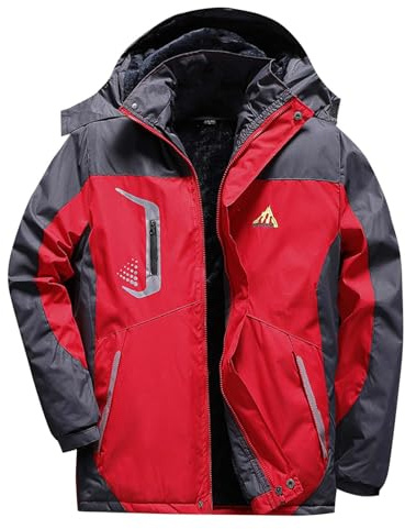 Mrat Men's Waterproof Fleece Jacket Windproof Outdoor Coats Winter Warm Ski Jackets Detachable Hood Thicken Thermal Coat Pocket Softshell Jacket Mountain Hiking Climbing Running Snow Rainwear Uk L-5XL
