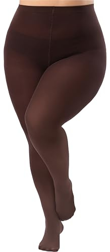 Viozocy Plus Size Tights for Women, Run-Resistant High Waist Oversize Pantyhose, Semi Opaque Nylon Tights 1X, 2X, 3X, 4X (2X, Brown)