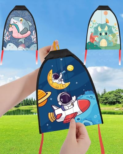 FUGLUS Cometas de juguete,Paquete de 3 cometas para niños,Mini Cometas con Eyección de Pulgar,cometa niños,para Niños y Adultos Fácil de Volar Lanzador de Dedos Tirachinas