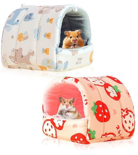 HMCEY 2 Piezas Cama Conejo Lavable,Casa Cobayas Tela,Hamster Pequeña Cama Cobayas Invierno,Camas Conejillo de Indias,Nido de Mascotas,Camas para Ratas Domesticas,Saco de Dormir Hamster para Mascotas