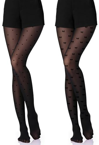 FunnAura 4 Pcs Funky Tights for Women, Breathable Sexy Polka Dot Tights Heart Tight for Office Wear, Nightclub Outfits, Daily Casual Wear