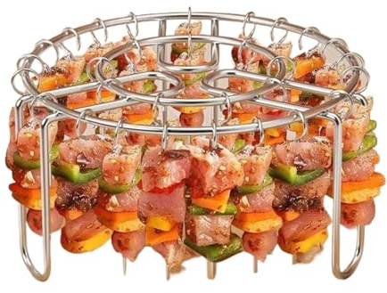 Rejilla Para Freidora De Aire - Parrilla Para Barbacoa Con Soporte Para Brochetas, Soporte Vertical Para Brochetas Con Colgante redondos Para asars, Con 24 Pinchos, Para Carne, Verduras, Mariscos