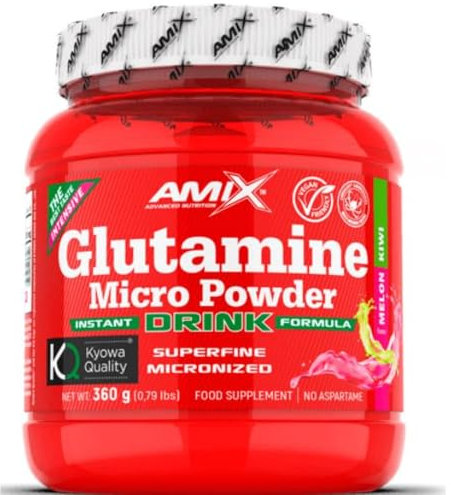 Amix Glutamina Micro Powder Drink 360 gr - Acelera la Recuperación - Mejora el Rendimiento Físico - Ideal para Deportistas - Sabor Mango