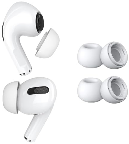 2 Paar Ersatz-Ohrstöpsel für AirPods Pro Gen 1 & 2 von MMOBIEL - Anti-Rutsch Silikon Ohrstöpsel Spitzen mit Geräuschreduzierungsloch, Tragbare Aufbewahrungsbox und Passt in Ladehülle - XS – Weiß