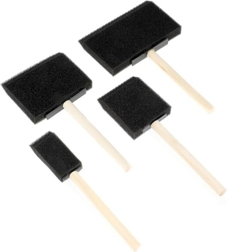MAEXUS 4 stycken svampborstar, svampar, skumborstset, med trähandtag, skumborste, färgapplikator, målsvampborste för gör-det-själv-pysselprojekt (4 storlekar)