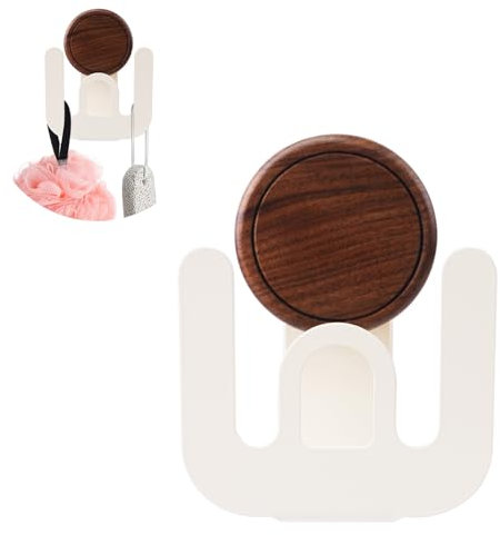 Vookkp Double Crochet Adhésif Mural sans Perçage, Patere Murale Bois, Crochets à Serviettes Muraux Adhésifs pour Accrocher et Décorer, Chambre à Coucher, Salon