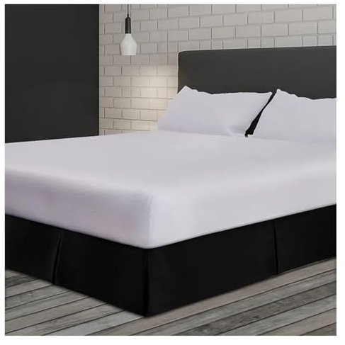 Plisse, mantovana giroletto morbido e confortevole, 38 cm, tessuto resistente alle pieghe, elegante colore nero, adatto per materassi da 160 x 200 x 55 cm, perfetto per l'arredamento della camera da