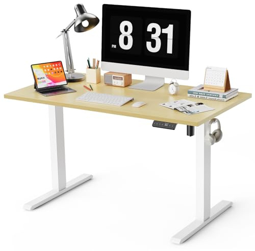 WALKINGDESK Höjdjusterbart Skrivbord Bordsskiva i ett stycke, 120 x 60 cm Elektriskt Datorskrivbord, Höj- Och Sänkbart Ståbord med 4 Minnesinställningar för kontor och hem, Ek