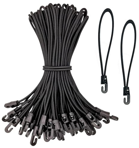 Druuzyl Corda Elastica con Gancio 26 Pezzi Tenditore in Gomma Corda Elastica 25cm Gancio Elastico Multifunzione Tenditore di Espansione Elastico con gancio per Teloni, Tende, Camping, Nero
