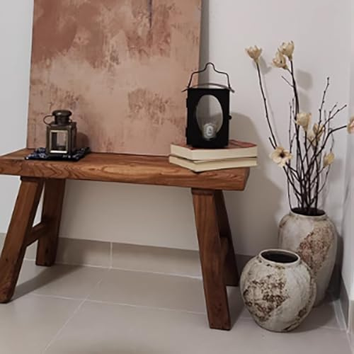 BAYTEWJX Farmhouse Style Wooden Bench,Outdoor Wood Dining Bench Indoor Kitchen,for Living Room Hallway Bedroom Bathroom.(80x26x45cm)
