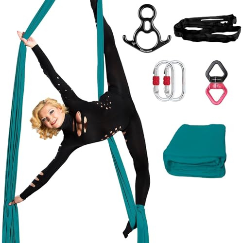 Aerial Silks Kit per Yoga e Acrobazie - Amaca in tessuto di nylon 40D, adatta a tutti i livelli, disponibile in lunghezze da 9, 15 e 20 m