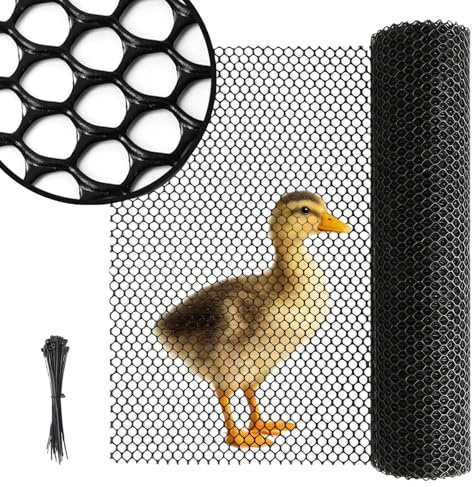 Malla para Vallas de jardín Negra 0,4x6m con Bridas Malla para césped Malla antitopos Valla para Proteger gallineros y Jardines contra Animales Tejido plástico Resistente para Vallas y separaciones