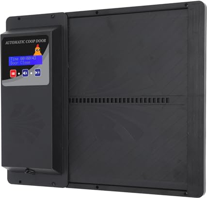 Generic Puerta Automática para Gallinero, Control de Temporizador, Abridor Horizontal Alimentado por USB con Pantalla LED, para Pollos, Patos, Gansos, Aves de Corral, Seguridad (Negra)