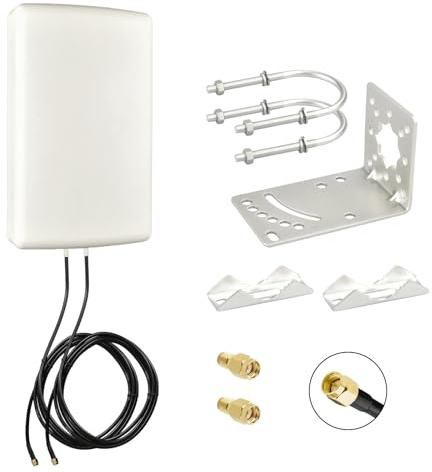 Boobrie 2x2 MIMO 10dBi High Gain Directional Panel Antenna 4G LTE/5G Antenna Outdoor 700-3800MHz for Routers, Modems, Gateways, Fixed Wireless Access â SMA Male 6.56ft RG58U Cables+RP-SMA Male Adapter
