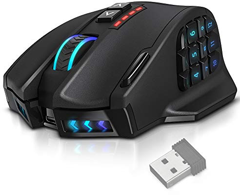 UtechSmart Venus Pro RGB Wireless MMO Gaming Mouse, 16,000 DPI Optical Sensor, 2.4 GHz Transmission Technology, Ergonomic Design, 16M Chroma RGB Lighting, 16 programmable Buttons, Up to 70 Hours