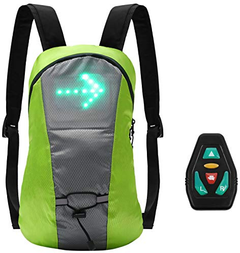 LIXADA Sac À Dos Réfléchissant Léger USB Rechargeable Indicateur de Direction du Signal Lumineux sans Fil à Del pour Cyclisme Courir Marche Jogging (Vert)